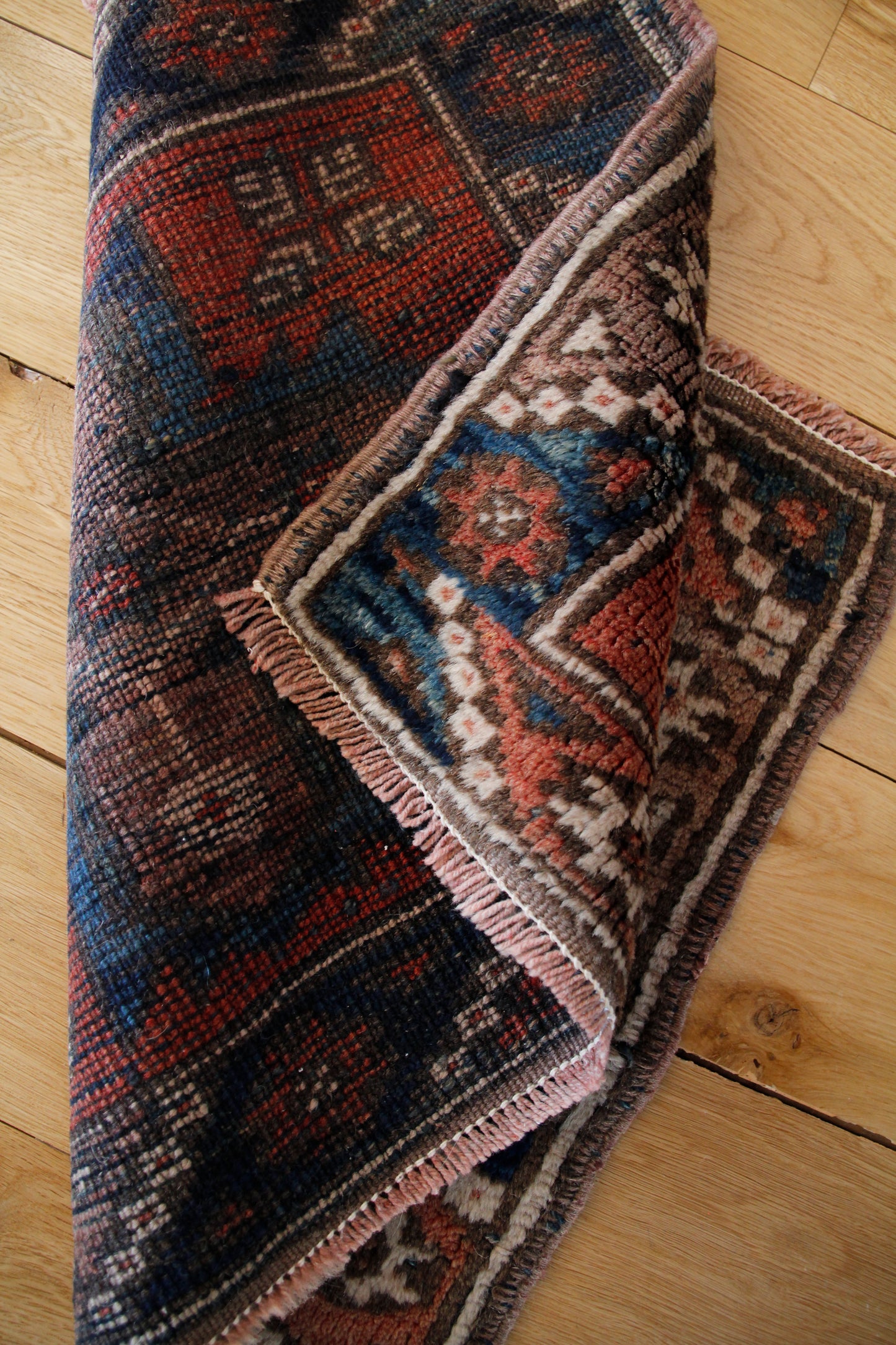 Handmade Vintage Turkish Mini Rug 1'6" X 2"