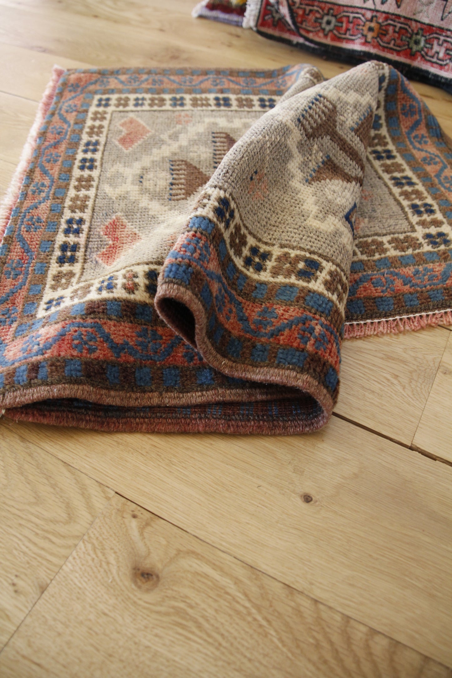 Handmade Vintage Turkish Entryway Rug 1'10" X 2'11"