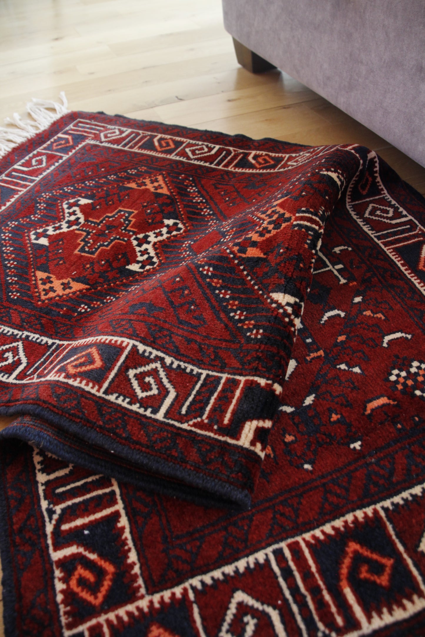 Handmade Vintage Turkoman Small Rug 2'3" X 5'1"
