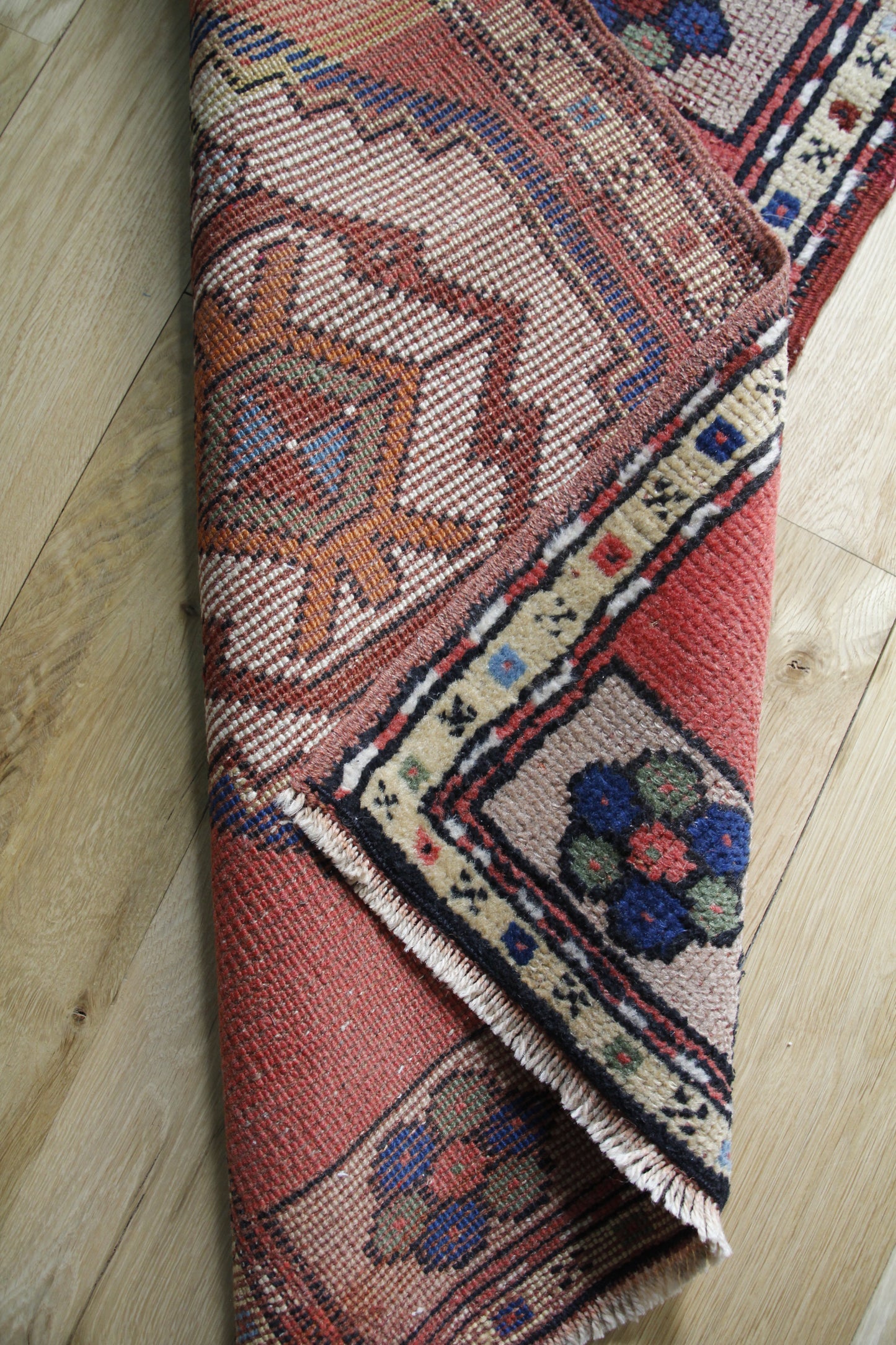 Handmade Vintage Turkish Entryway Rug 1'9" X 3'