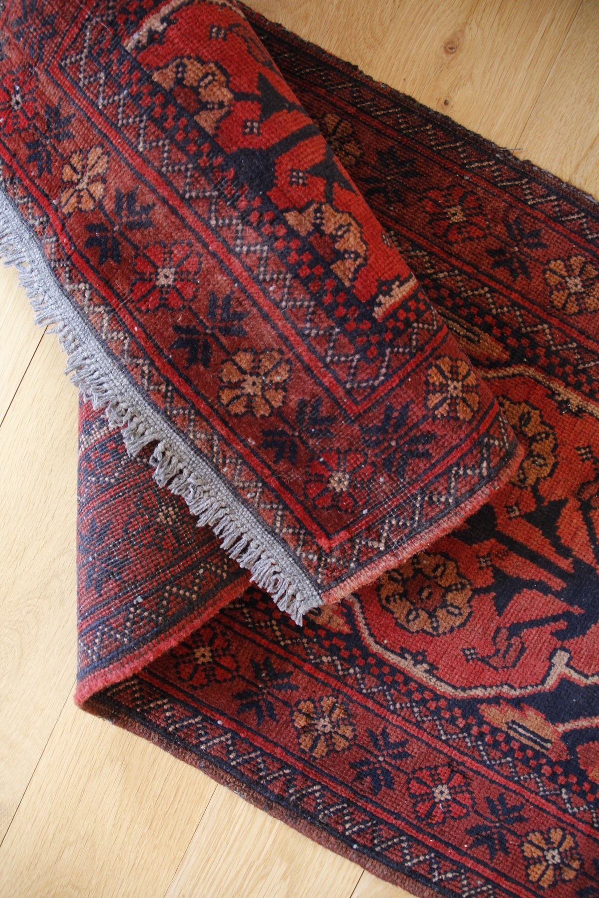Handmade Vintage Afghan Small Rug 1'9" X 5'