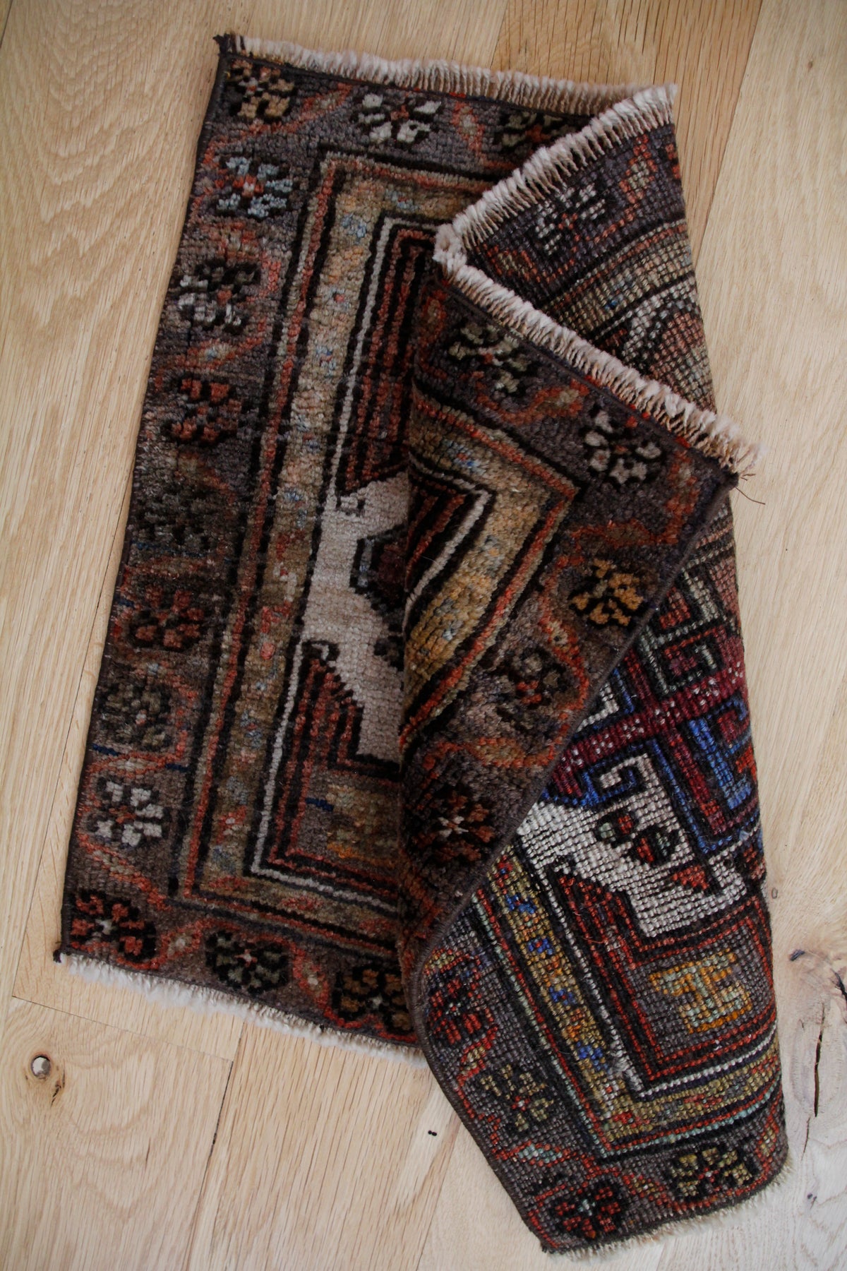 Handmade Vintage Turkish Mini Rug 1'8" X 1'11"