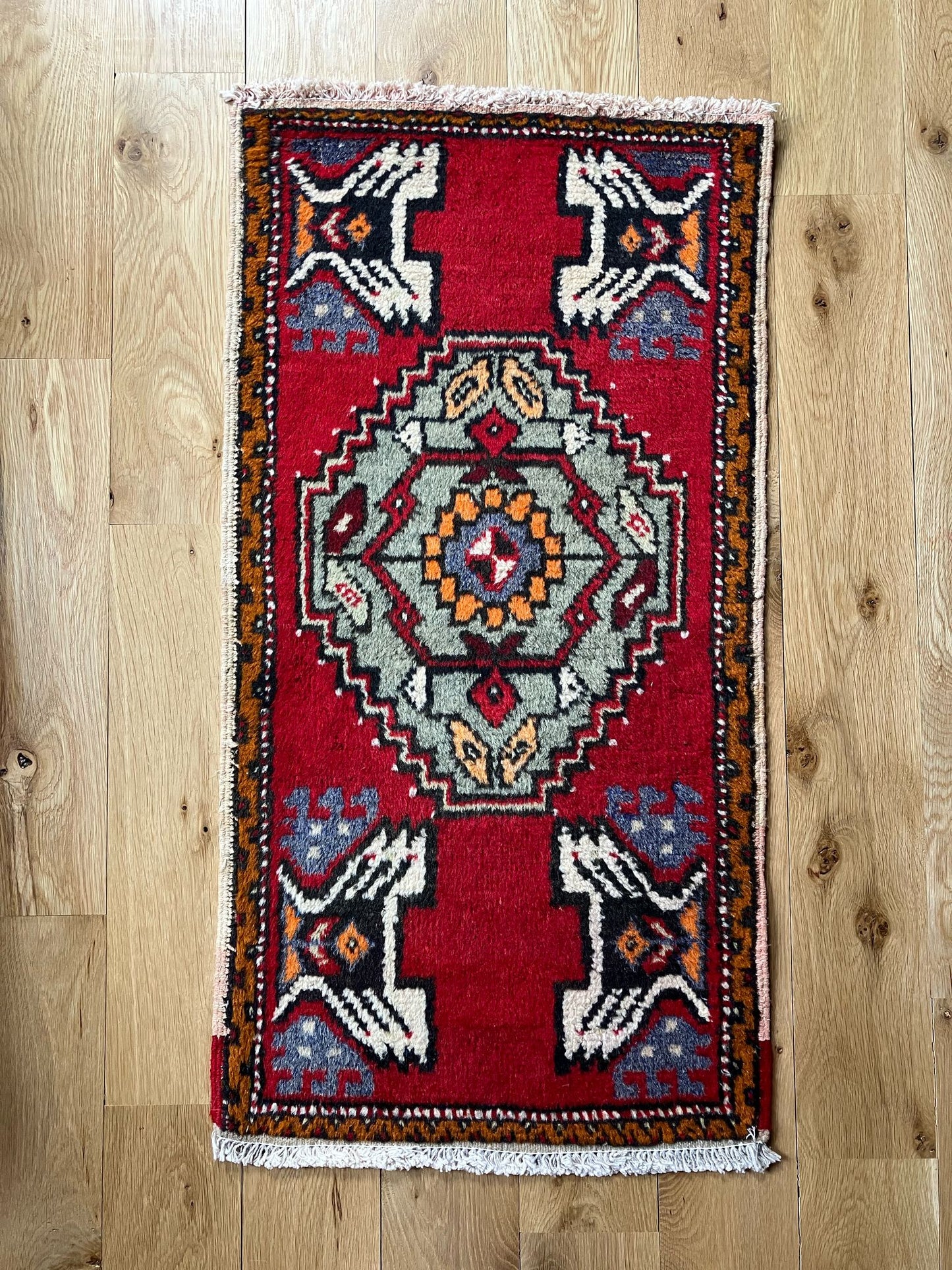 Handmade Vintage Turkish Entryway Rug 1'8" X 3'3"