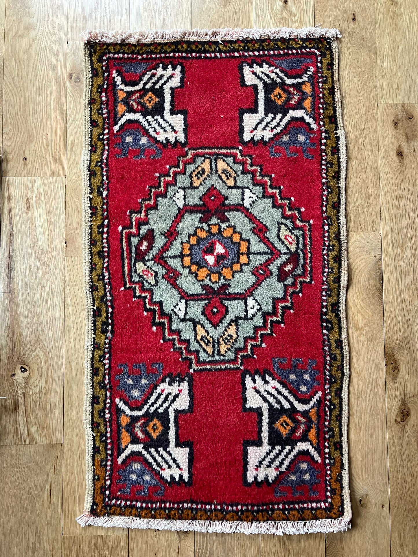 Handmade Vintage Turkish Entryway Rug 1'9" X 3'3"