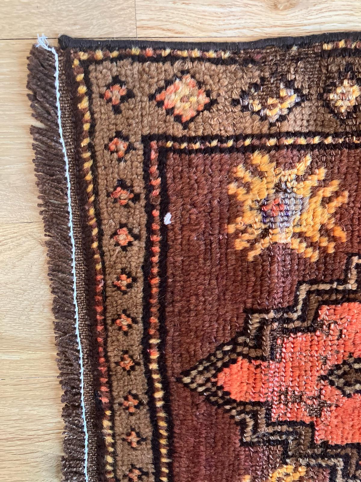 Handmade Vintage Turkish Entryway Rug 1'9 X 3'10"