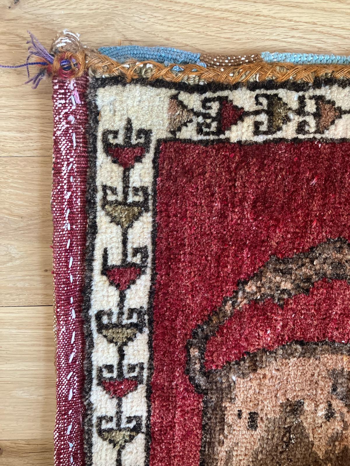Handmade Vintage Turkish Entryway Rug 1'10" X 3'6"