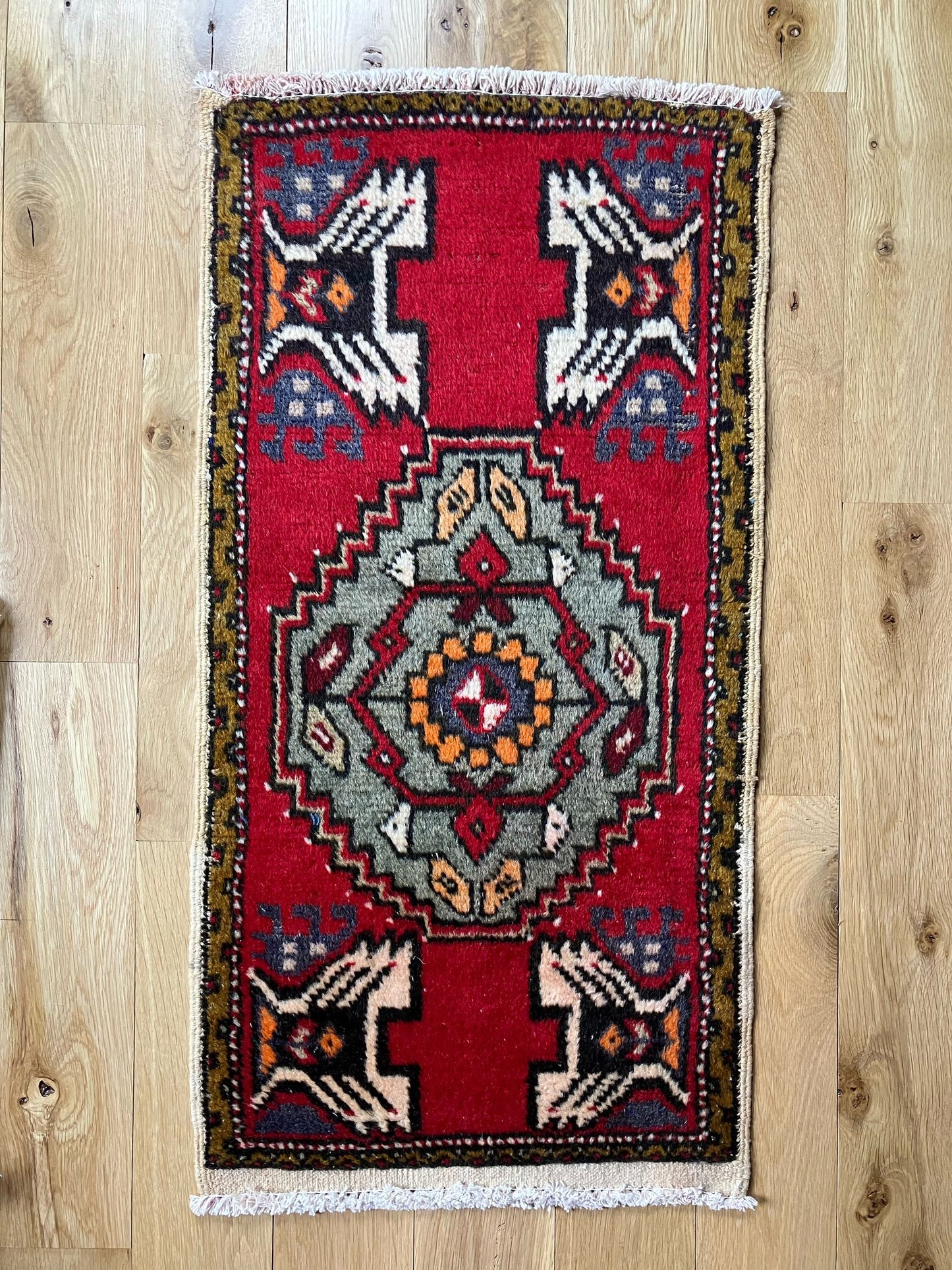 Handmade Vintage Turkish Entryway Rug 1'8" X 3'3"