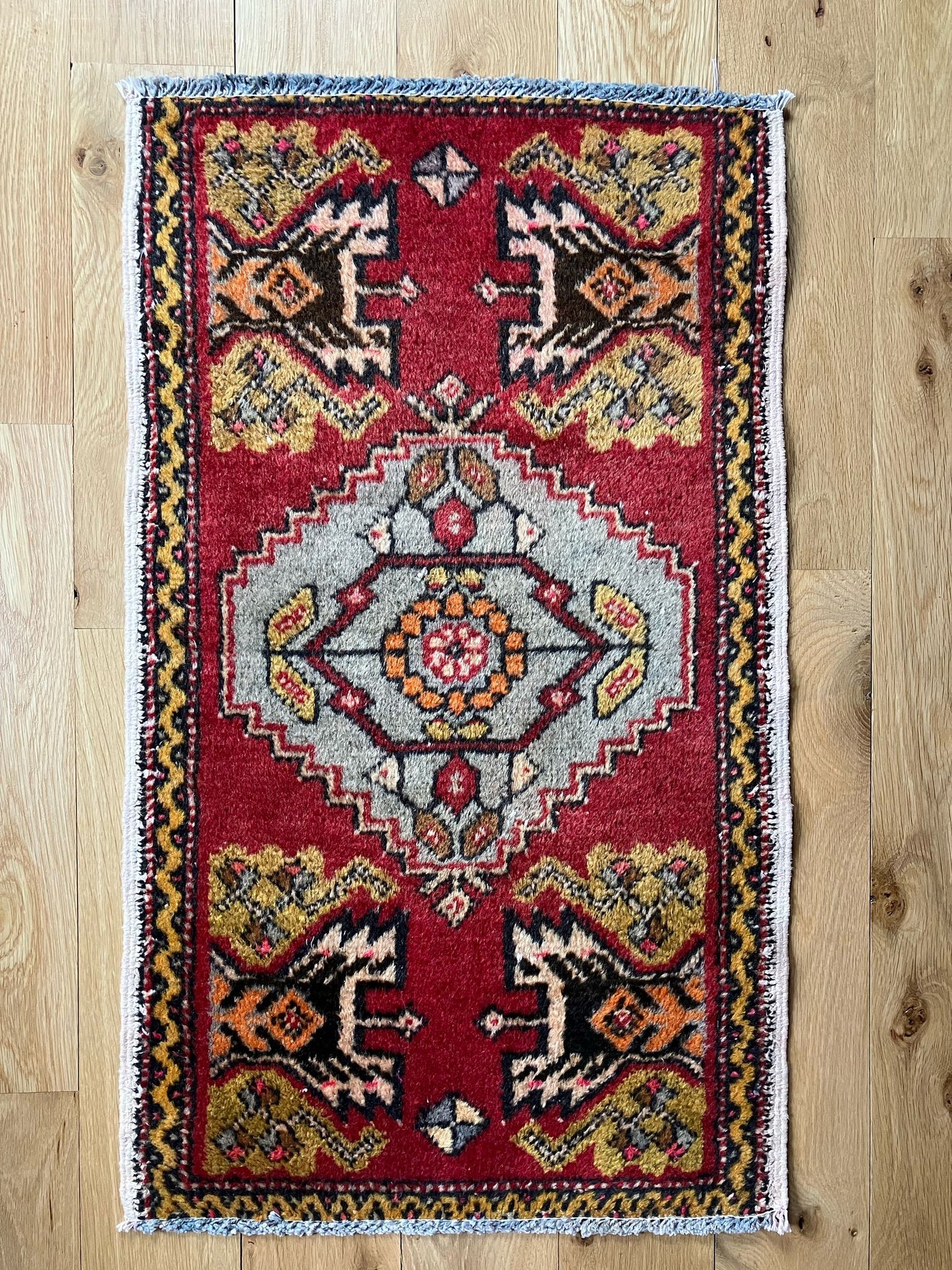Handmade Vintage Turkish Entryway Rug 1'9" X 2'11"