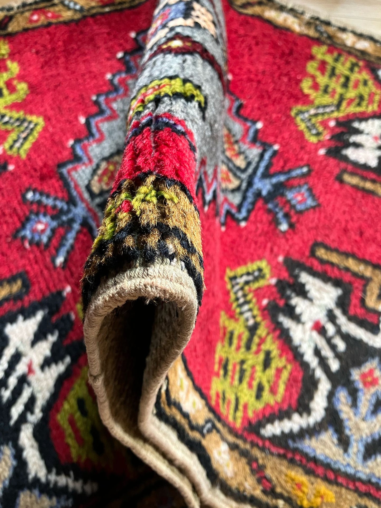 Handmade Vintage Turkish Entryway Rug 1'8" X 3'