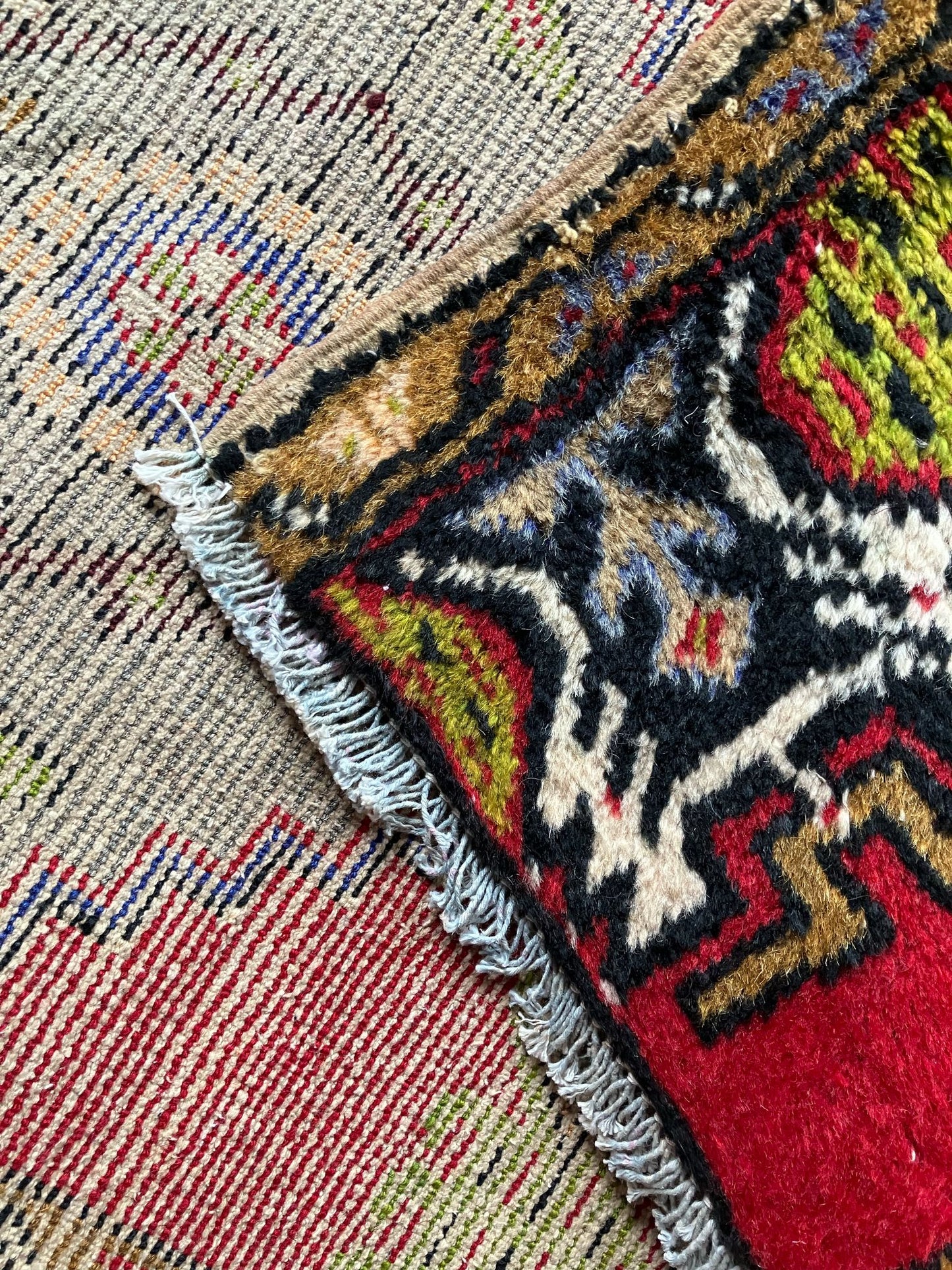Handmade Vintage Turkish Entryway Rug 1'8" X 3'