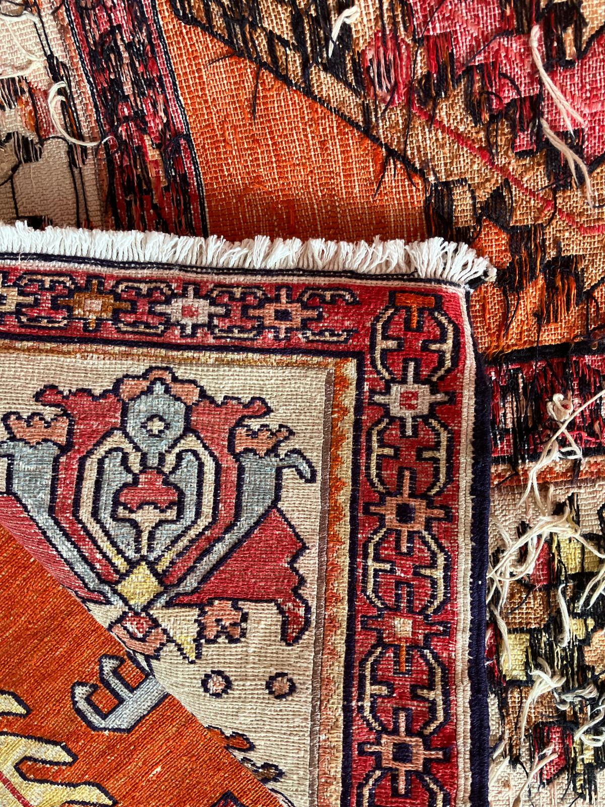 Handmade Vintage Persian Medium Rug 4'2" X 6'3"