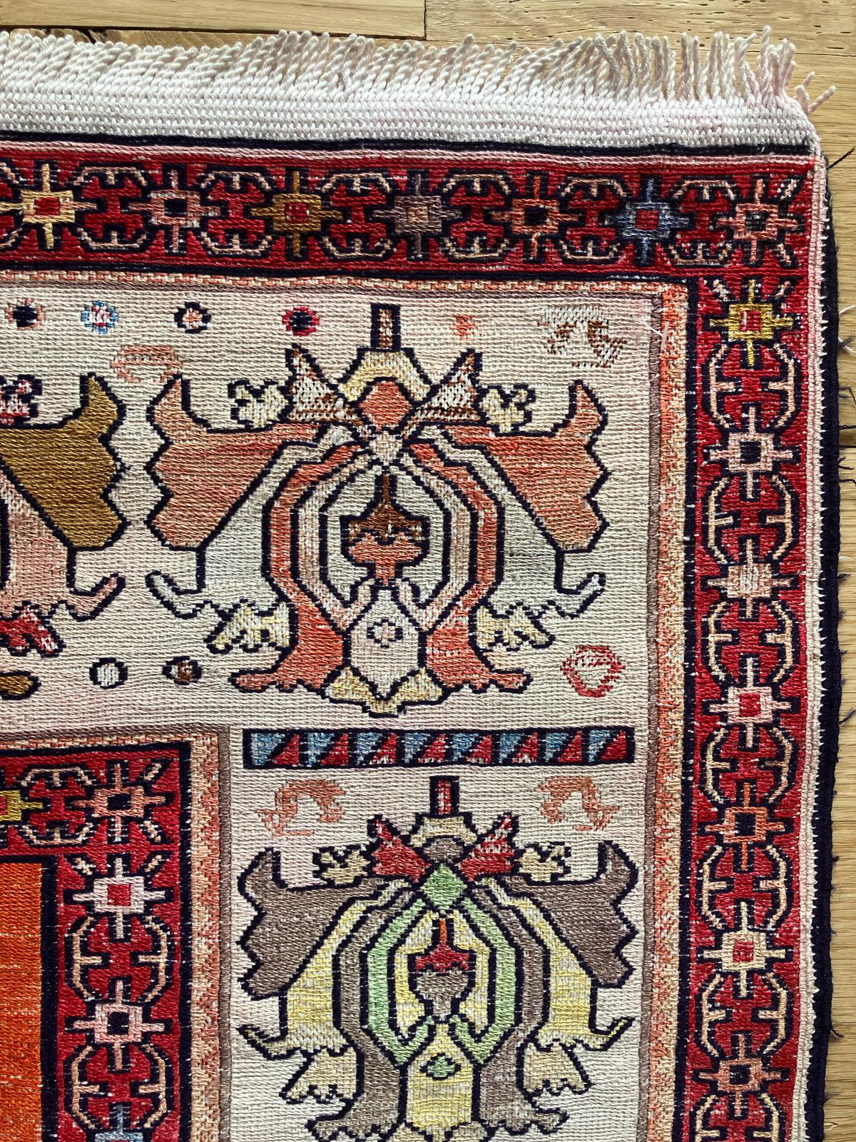 Handmade Vintage Persian Medium Rug 4'2" X 6'3"