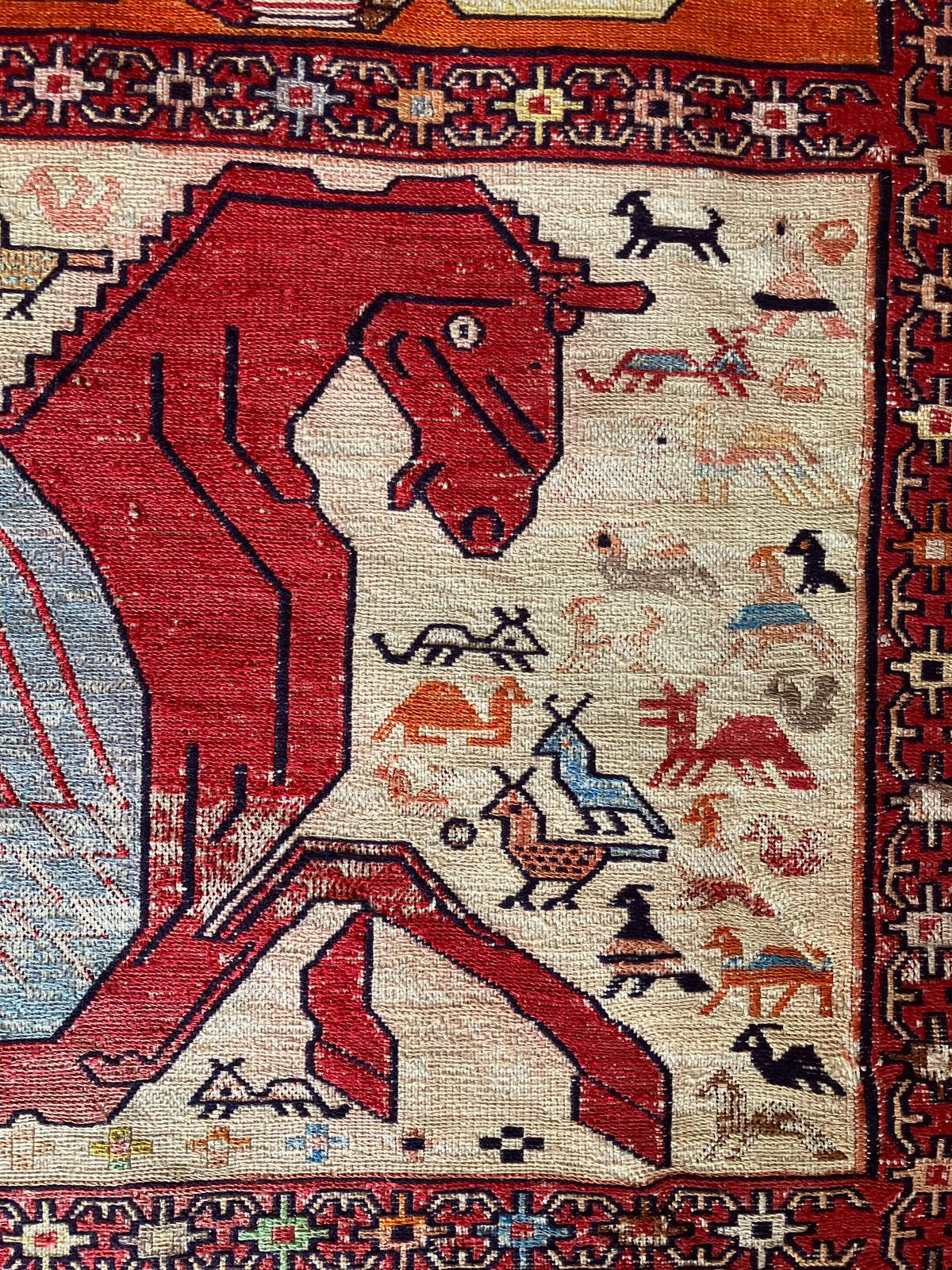 Handmade Vintage Persian Medium Rug 4'2" X 6'3"