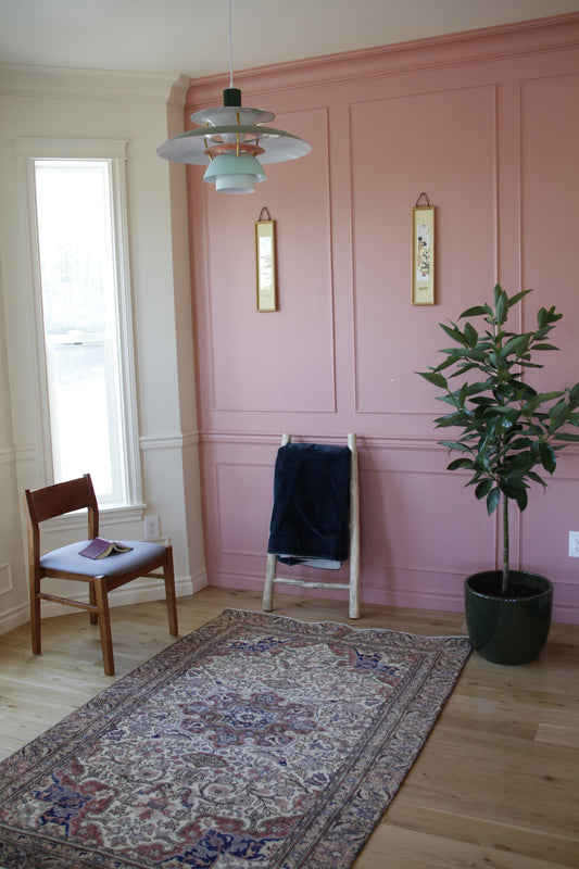 Handmade vintage Turkish medium rug made of a cotton foundation and a wool pile.