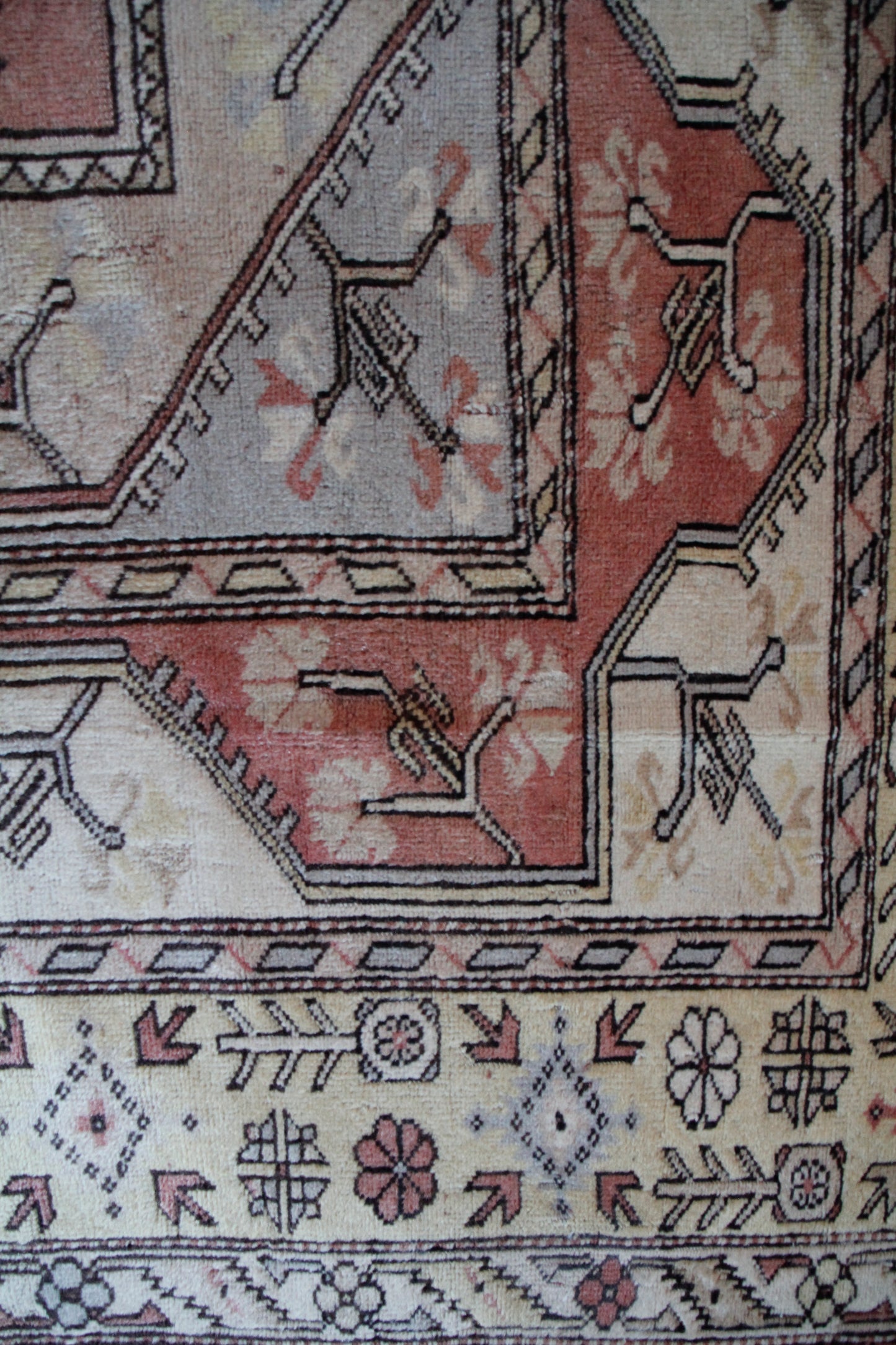 Handmade Vintage Turkish Large Rug 6'7" X 9'9"