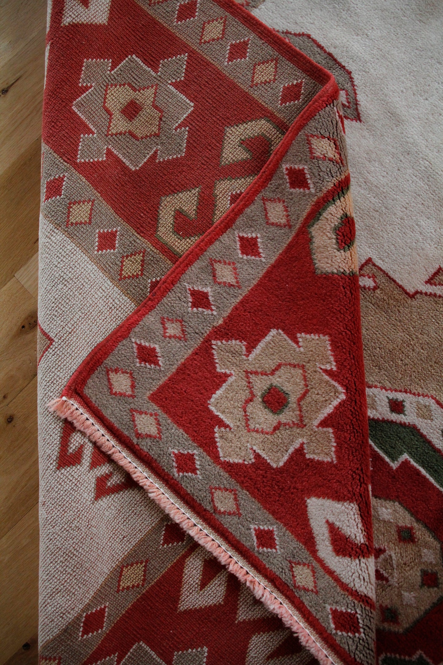 Handmade Vintage Turkish Large Rug 7'1" X 10'4"