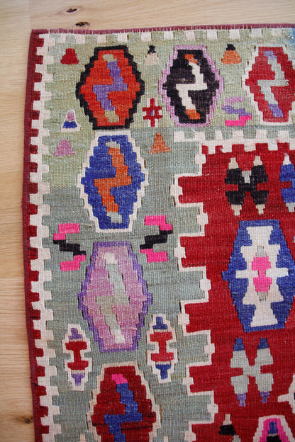 Handmade Vintage Turkish Small Kilim 3' X 4'4"