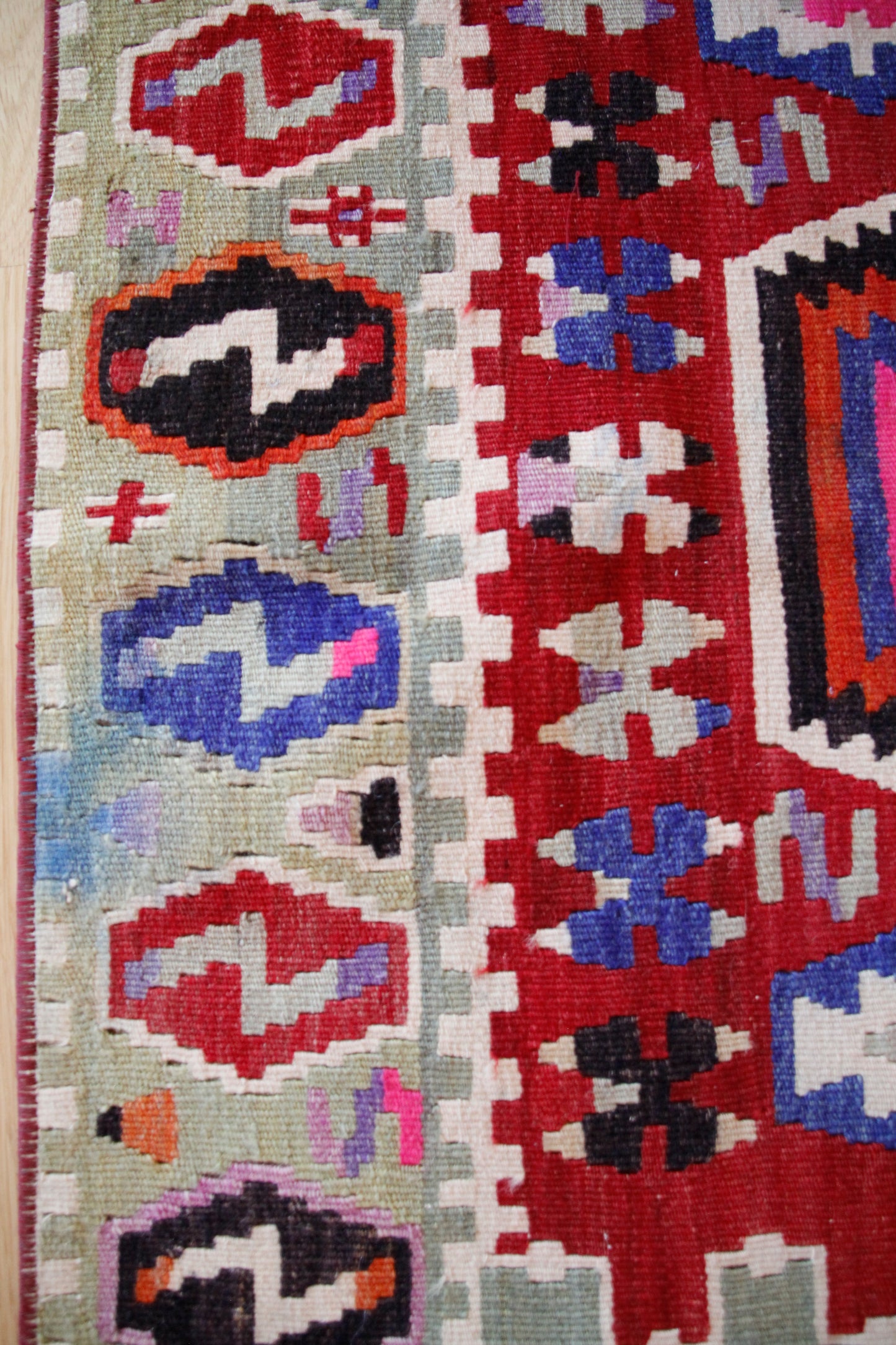 Handmade Vintage Turkish Small Kilim 3' X 4'4"