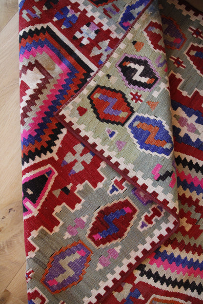 Handmade Vintage Turkish Small Kilim 3' X 4'4"