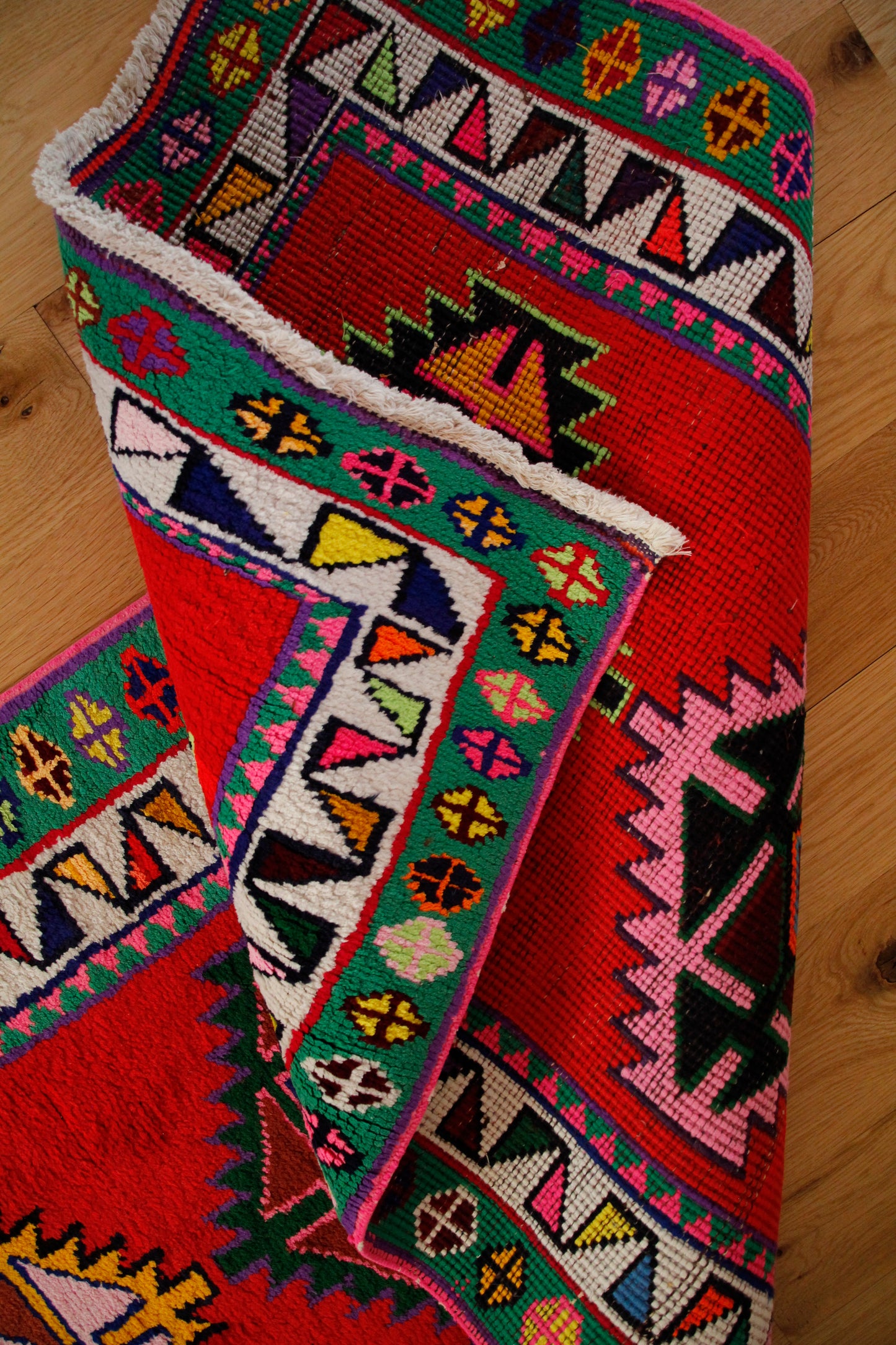 Handmade Vintage Persian Runner 2'7" X 13'