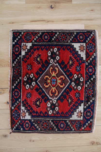 Handmade Vintage Turkish Mini Rug 1'9" X 2'1"