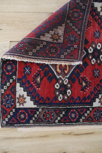 Handmade Vintage Turkish Mini Rug 1'9" X 2'1"