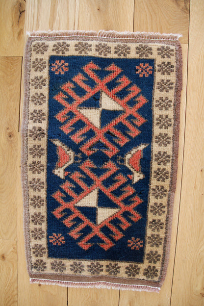 Handmade Vintage Turkish Mini Rug 1'2" X 2"