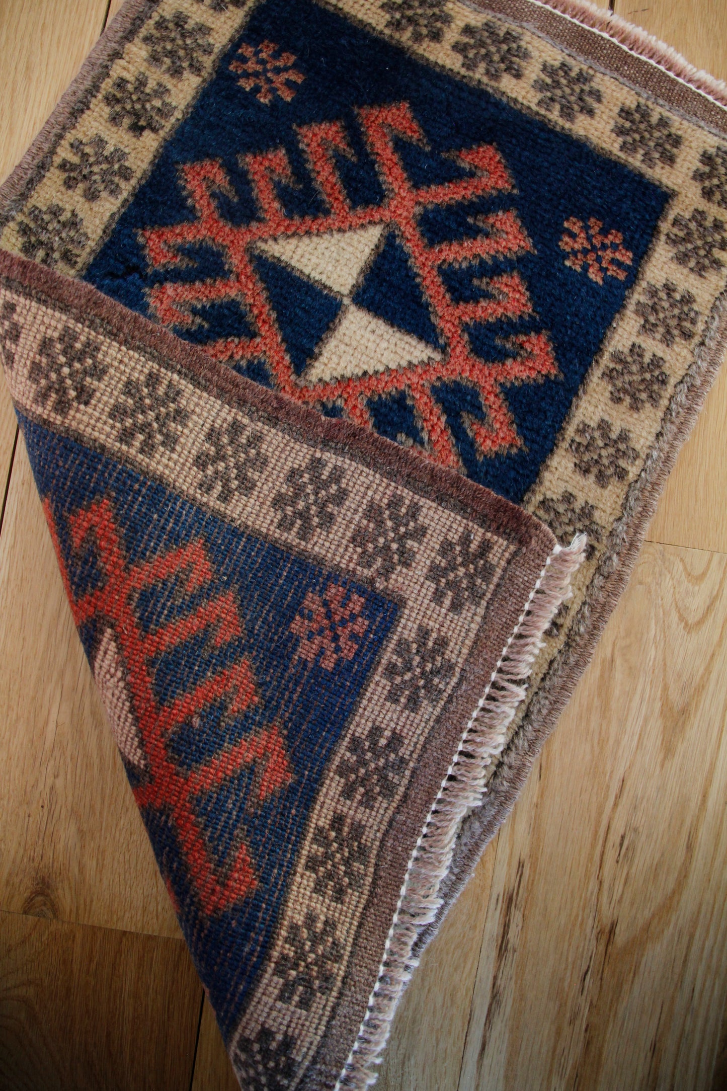 Handmade Vintage Turkish Mini Rug 1'2" X 2"