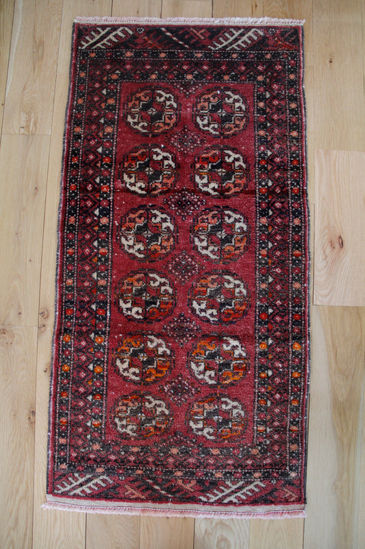 Handmade Vintage Turkoman Entryway Rug 1'11" X 3'11"
