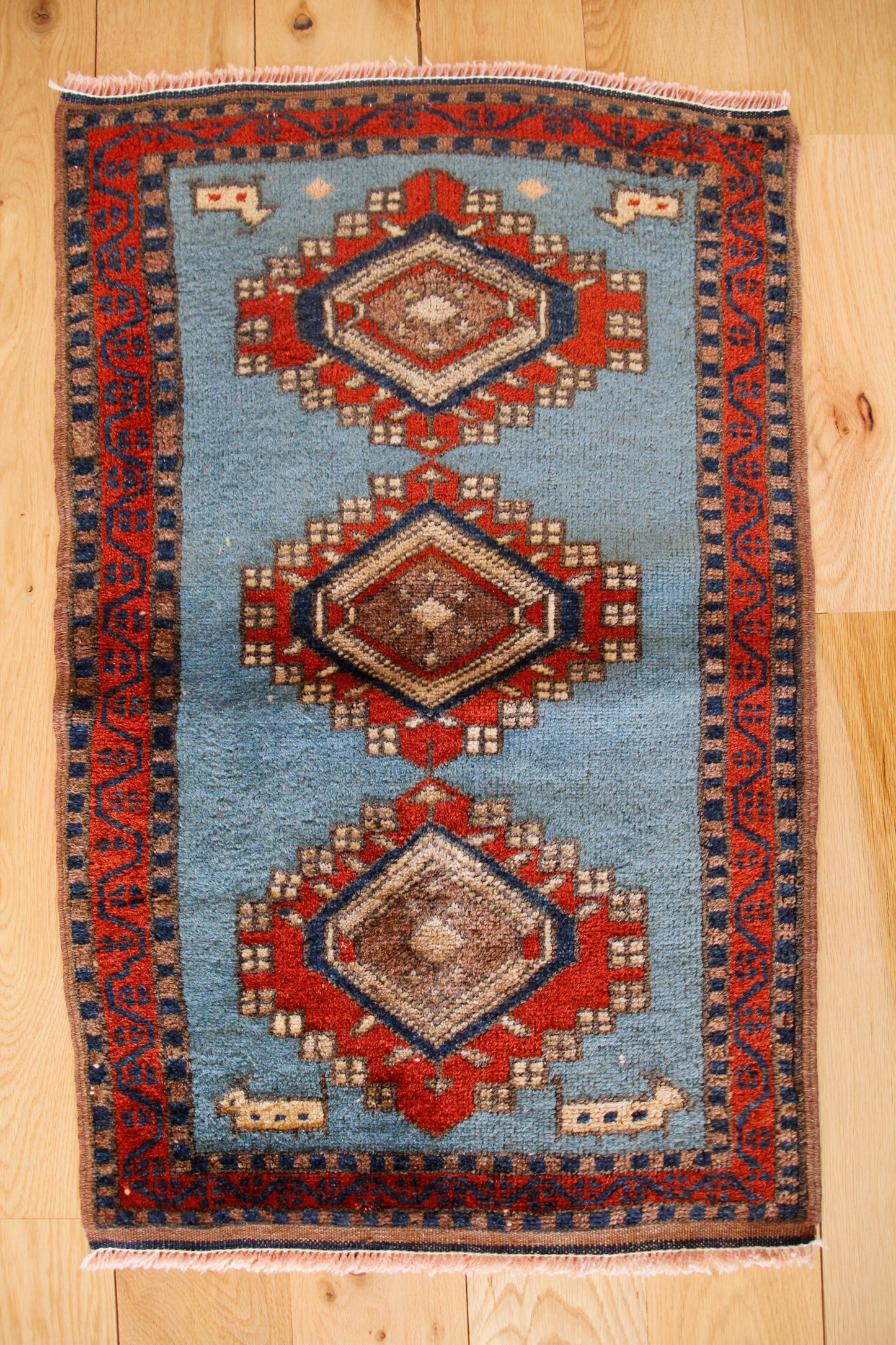 Handmade Vintage Turkish Entryway Rug 1'9" X 2'11"