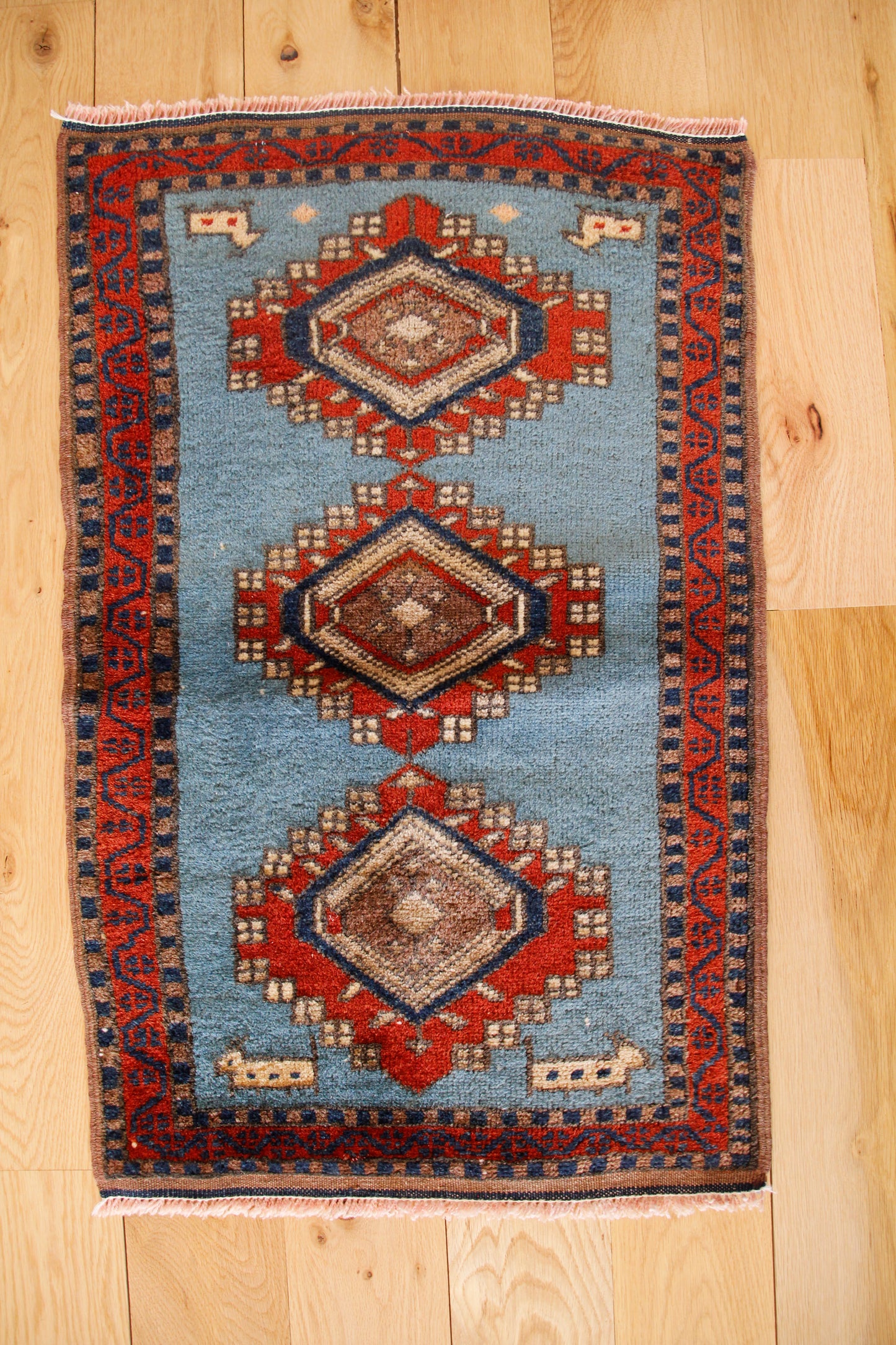 Handmade Vintage Turkish Entryway Rug 1'9" X 2'11"