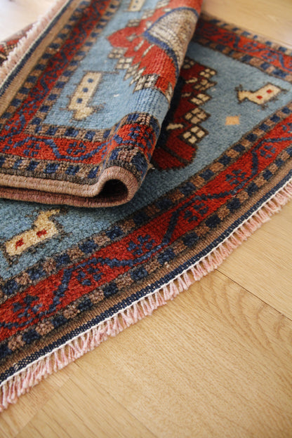 Handmade Vintage Turkish Entryway Rug 1'9" X 2'11"