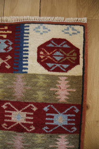 Handmade Vintage Turkish Entryway Rug 1'5" X 3'8"