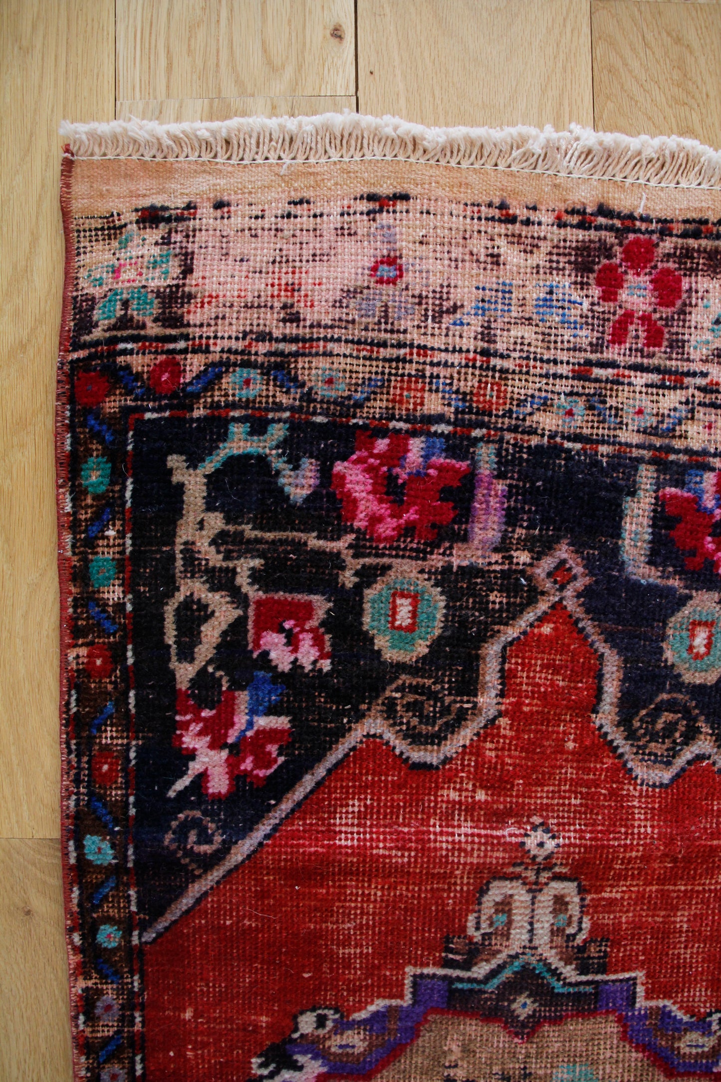 Handmade Vintage Turkish Entryway Rug 1'8" X 4'1"