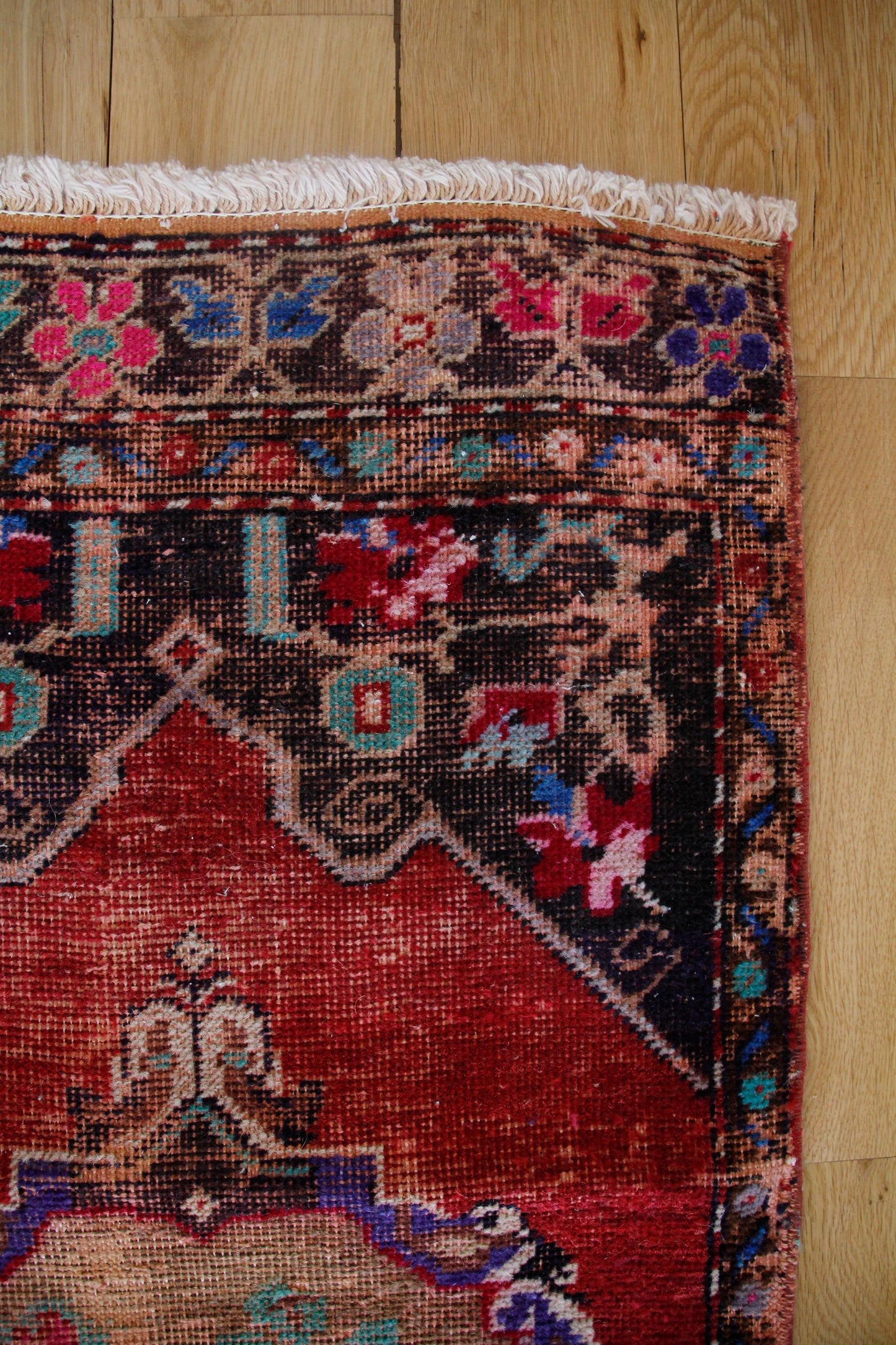 Handmade Vintage Turkish Entryway Rug 1'8" X 4'1"