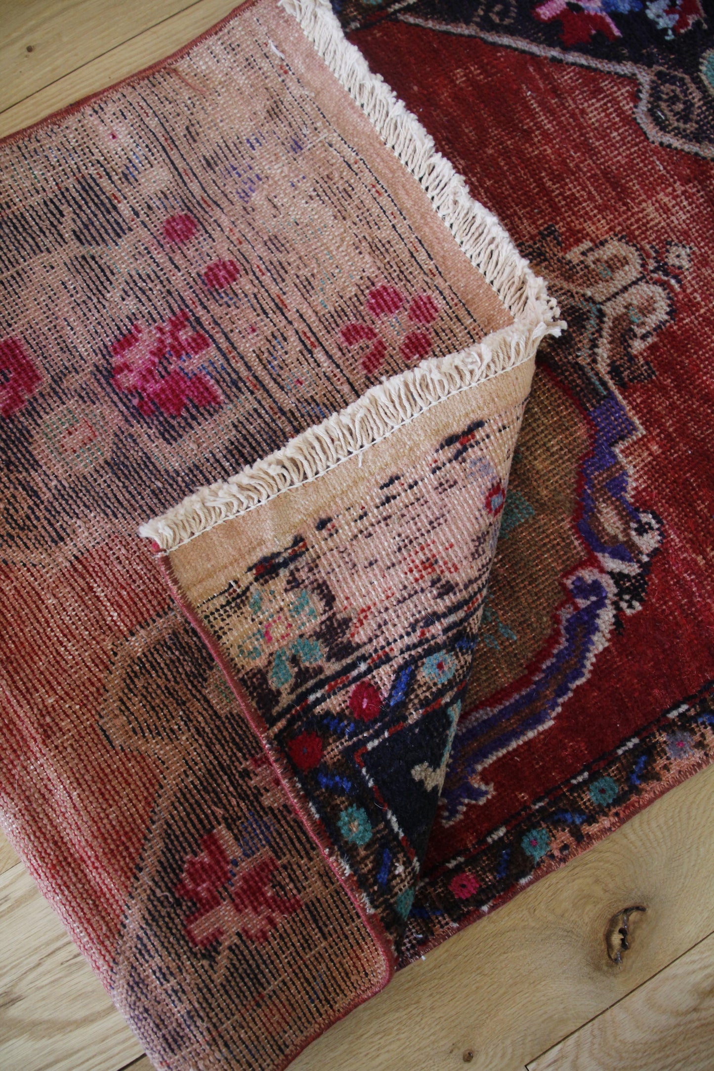 Handmade Vintage Turkish Entryway Rug 1'8" X 4'1"
