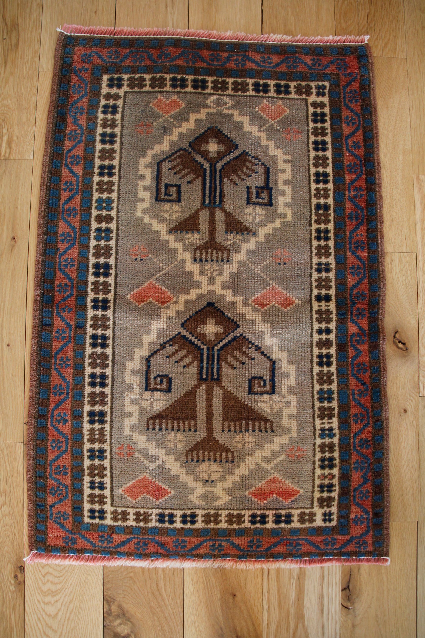 Handmade Vintage Turkish Entryway Rug 1'10" X 2'11"