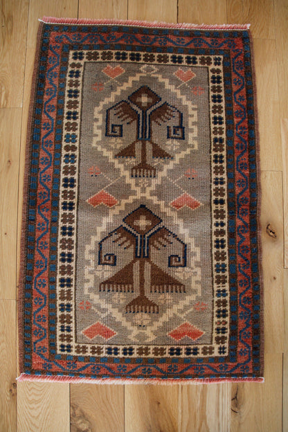 Handmade Vintage Turkish Entryway Rug 1'10" X 2'11"
