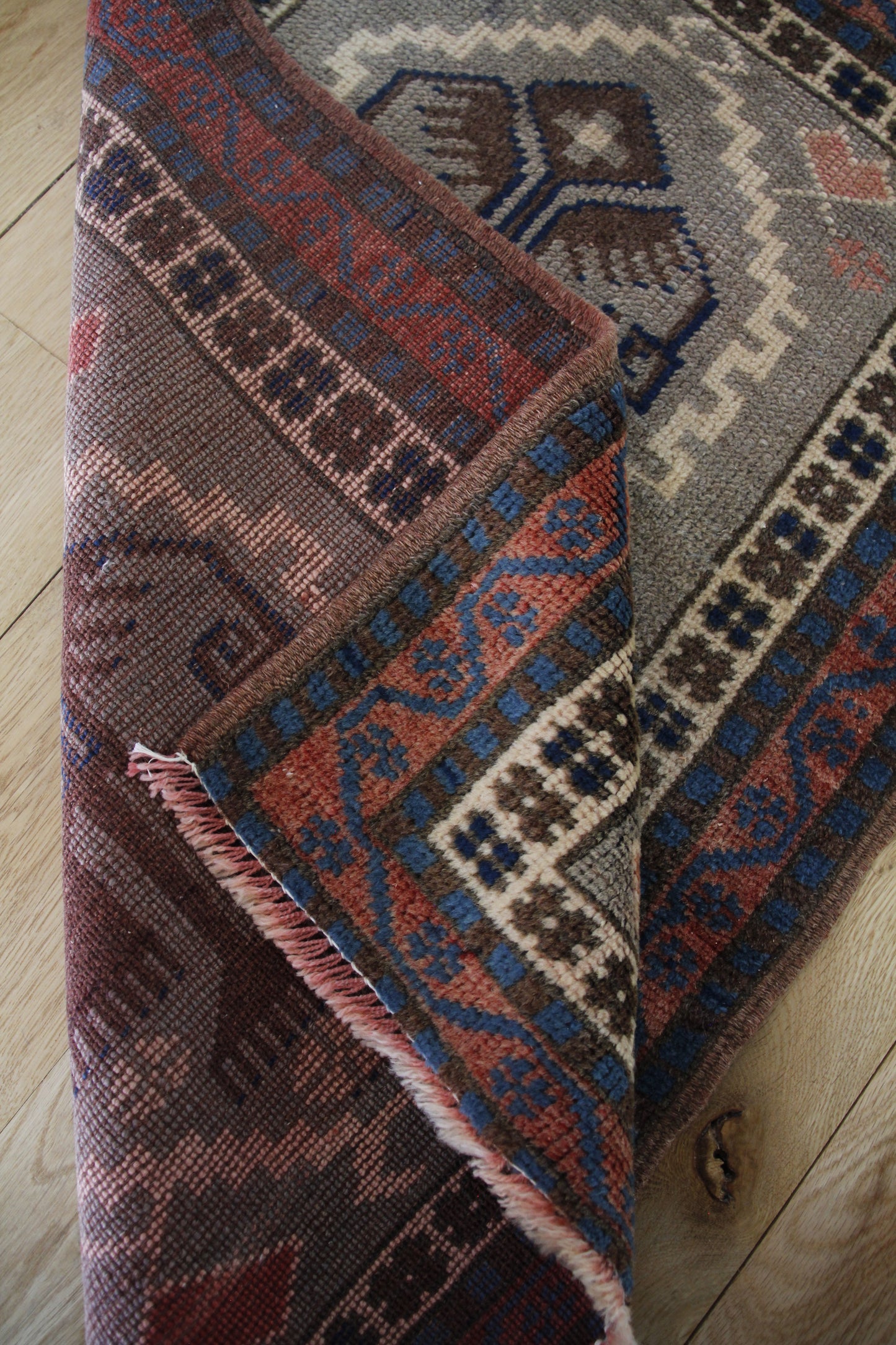 Handmade Vintage Turkish Entryway Rug 1'10" X 2'11"