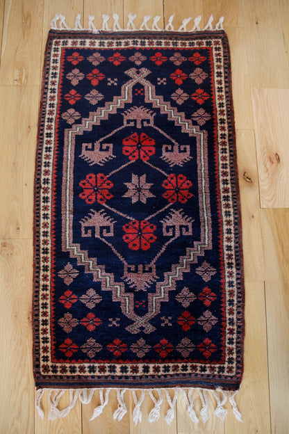 Handmade Vintage Turkish Entryway Rug 1'11" X 3'10"