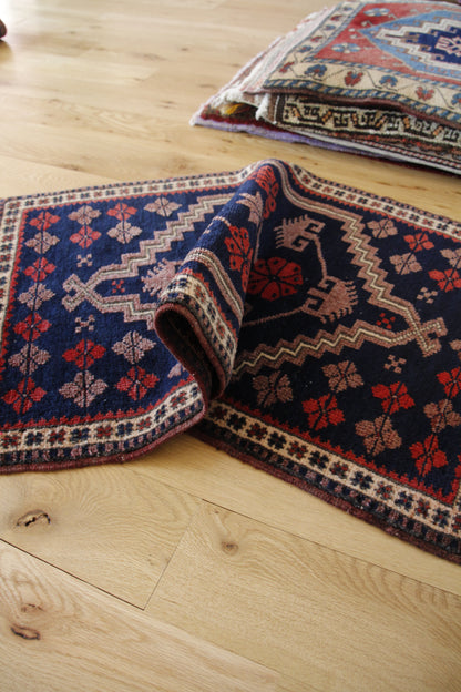 Handmade Vintage Turkish Entryway Rug 1'11" X 3'10"