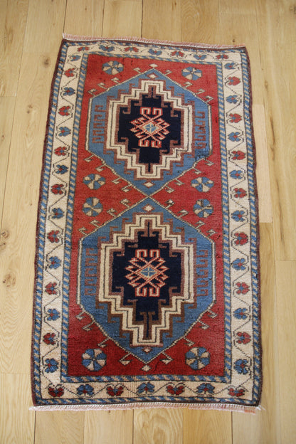 Handmade Vintage Turkish Entryway Rug 2' X 3'6"