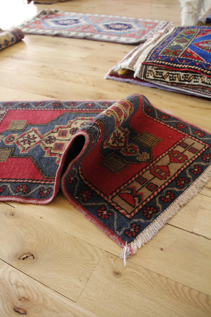 Handmade Vintage Turkish Entryway Rug 1'9" X 3'7"