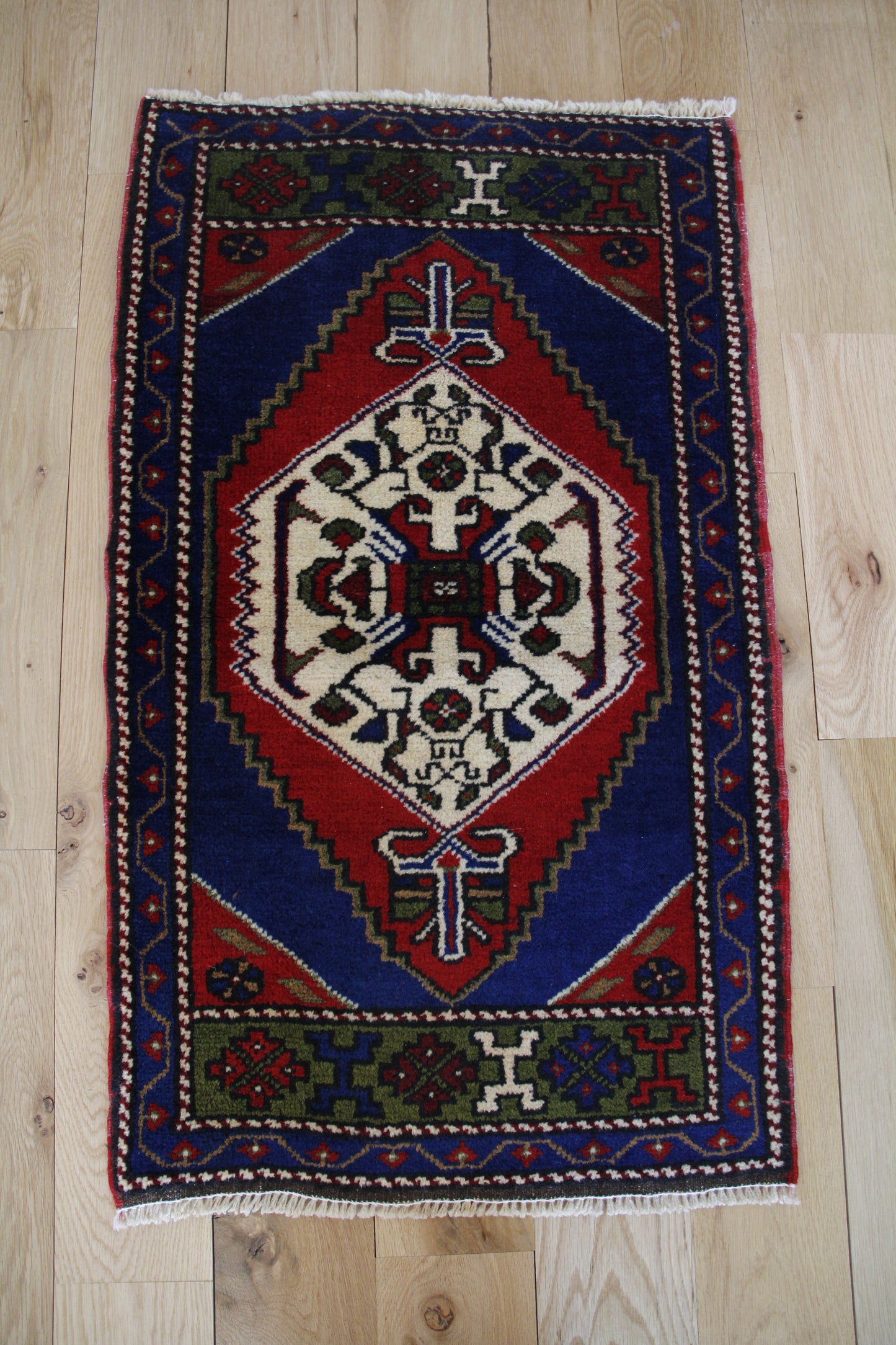 Handmade Vintage Turkish Entryway Rug 1'10" X 3'3"