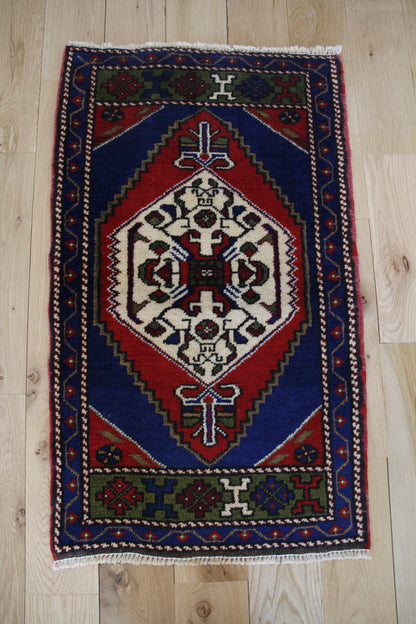 Handmade Vintage Turkish Entryway Rug 1'10" X 3'3"