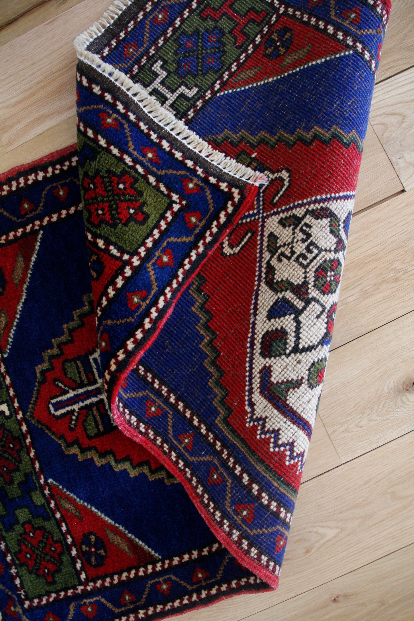 Handmade Vintage Turkish Entryway Rug 1'10" X 3'3"