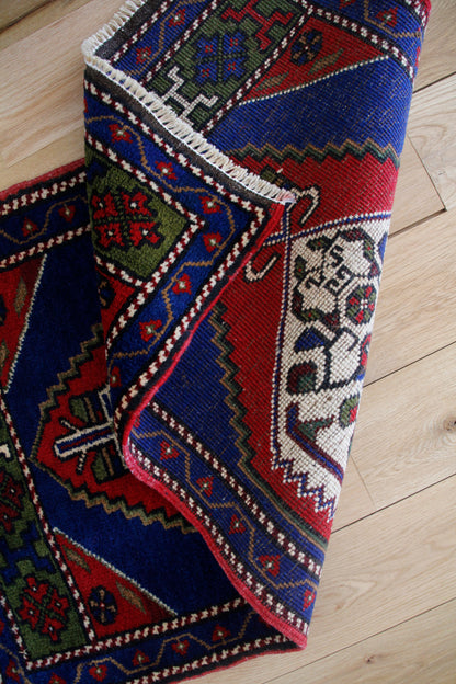 Handmade Vintage Turkish Entryway Rug 1'10" X 3'3"