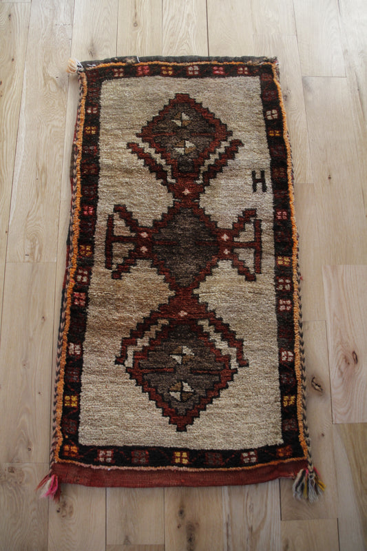 Handmade Vintage Turkish Entryway Rug 1'10" X 3'6"