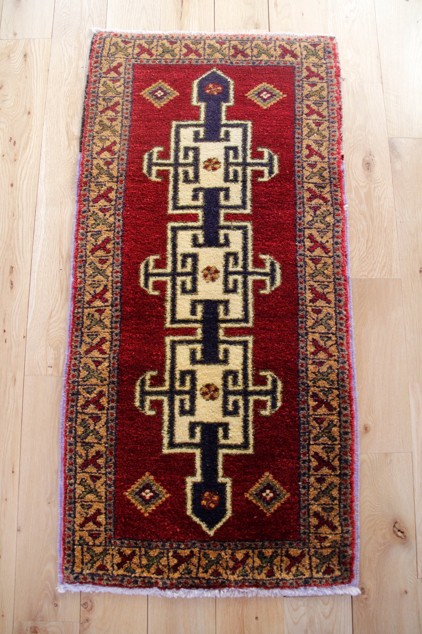 Handmade Vintage Turkish Entryway Rug 1'11" X 3'11"