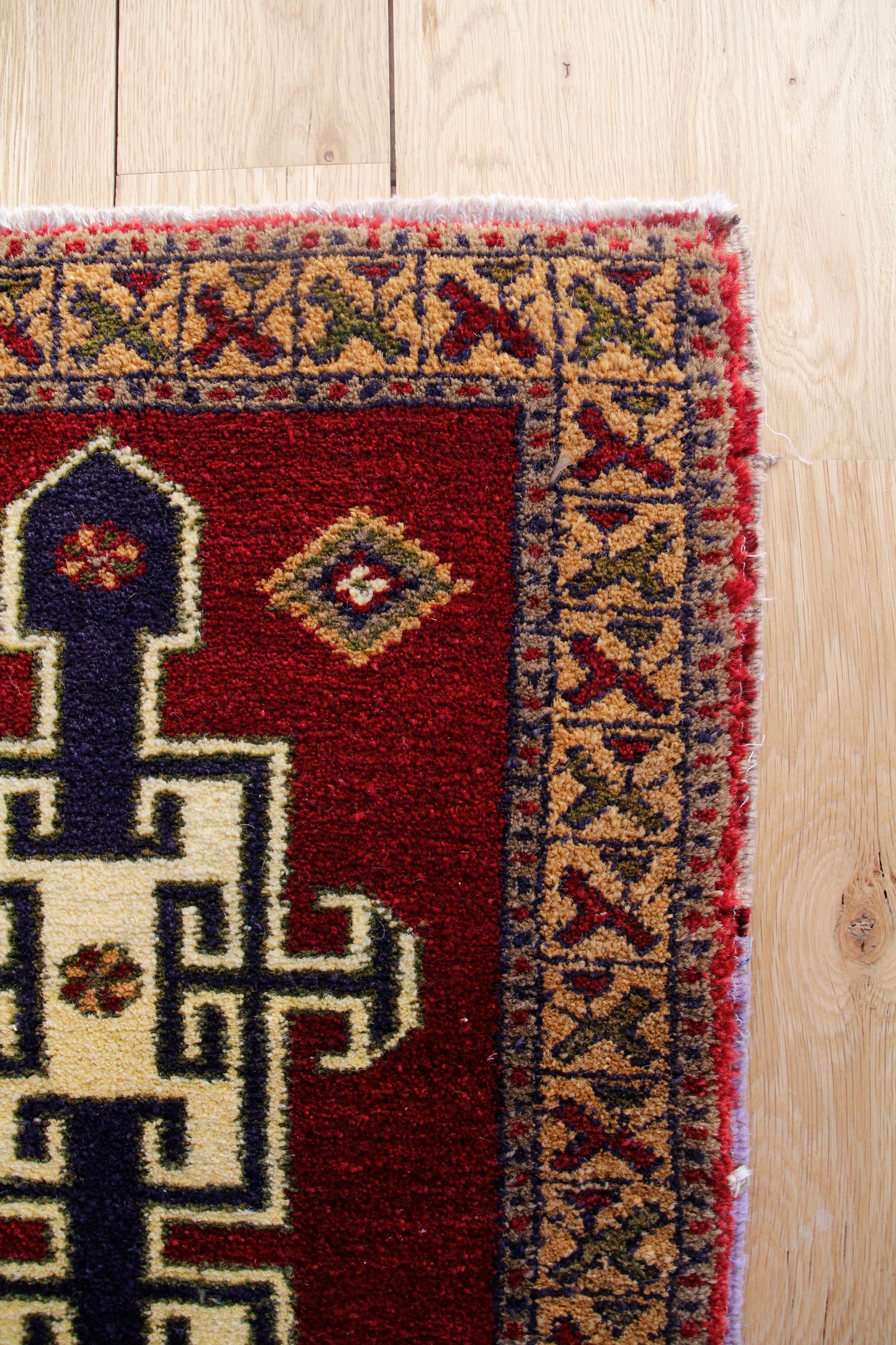 Handmade Vintage Turkish Entryway Rug 1'11" X 3'11"